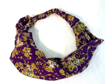 Silk Face Mask Headband - dust-mask, neck-scarf, bandana, scrunchy.  Option to add buttons, FIT Head circumference 19” to 23”