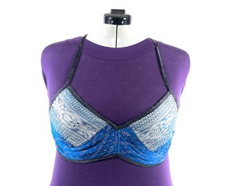 2XL Gia Cross Strap Bra Top, Handmade in Vintage Silk Brocade (SKU:2165-9998)