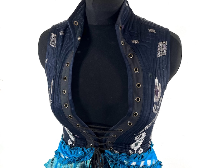 Elegant Vintage Silk Brocade Corset Dress - Size L Isabella SKU:2133-9624