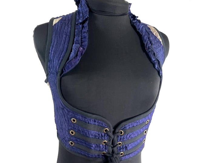 Ivy M Underbust Corset Top; steampunk vest handmade in Vintage Silk Brocade (SKU:2172-10110)