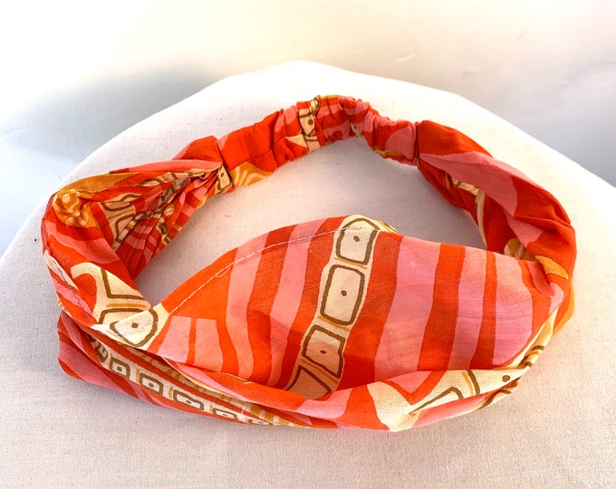 Pink Cotton Washable Headband Face Mask. dust mask, bandana, scrunchies FIT Head circumference 19” to 23”
