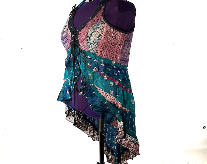 6XL Sophia Corset Dress, Silk brocade. Handmade Renaissance Festival Steampunk (SKU:2000-8505)