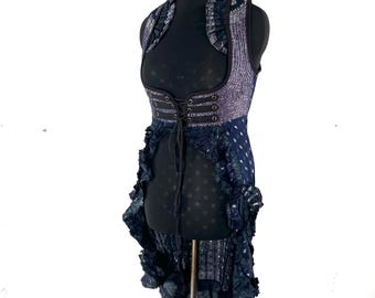 L. Alaxi Bustier Dress; Underbust Corset Cottagecore Dress in Vintage Silk perfect for Bridgerton Cosplay, Larp & Steampunk SKU: 2113-8166