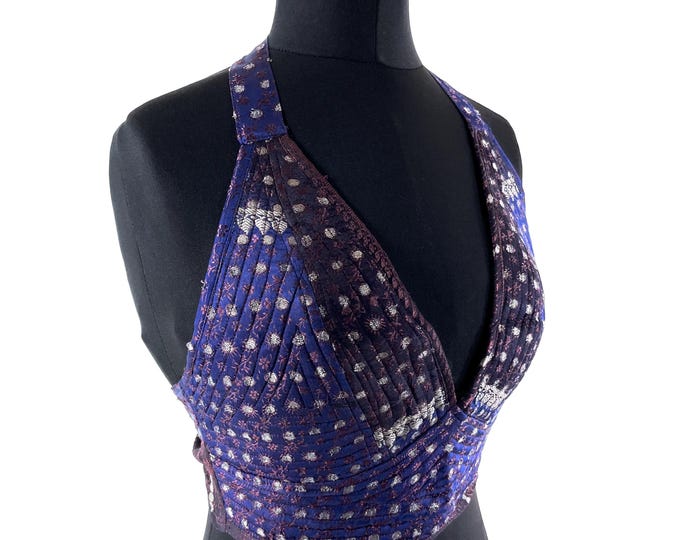 S Phoenix Tribal Top. New cut Bra handmade in Silk Brocade. SKU:1022-9476