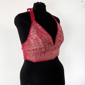 2XL. Phoenix Tribal Top. New cut. Silk brocade, Steampunk Pagan, Bohemian, Larp, Goth, Celtic crop top SKU:1026-5954