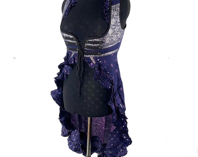XL Bustier Dress; Alaxi Under-bust Corset Dress in Vintage Silk Brocade (SKU:2114-8149)