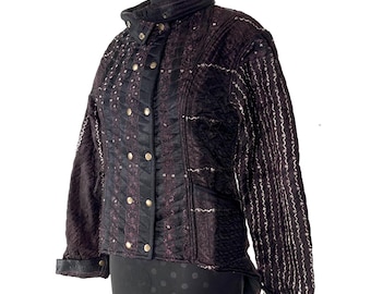 2XL. Steampunk Coat; a Silk Brocade Fleece Lined Tailcoat SKU:549-8401