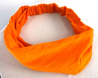 Orange Cotton Washable Headband Face Mask. dust mask, bandana, scrunchies FIT Head circumference 19” to 23”