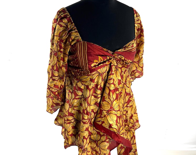 Stevie Boho Floaty Silk Top - Summer Blouse One Size (SKU:440-10369)