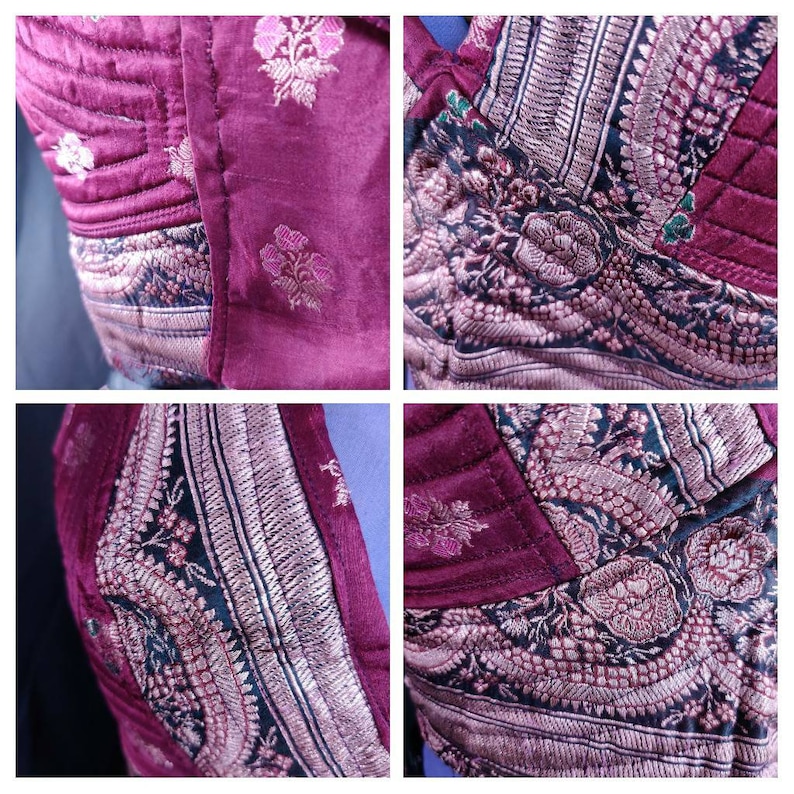 Silk Gypsy Bohemian Goth UK- SM Tribal Top Dark Mori Larp Steampunk Pagan Celtic crop top in Purple /& Silver