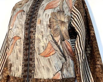 S/M Jude Silk Bomber Jacket - fleece lining - Copper & Bronze (SKU:500-0002)