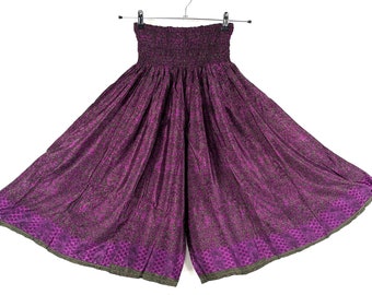 XL. Esther Short Leg Culottes in Summer Silk, One-Size Plus Trousers with Elasticated Waist. (Wide Leg Palazzo Pants)  SKU:822-7438