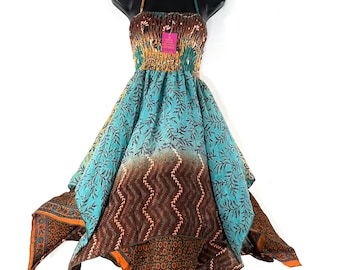 Ayeling Fairy Dress 38"/97cm Midi Length, One size, Silk Summer, Boho (SKU: 904-7259)