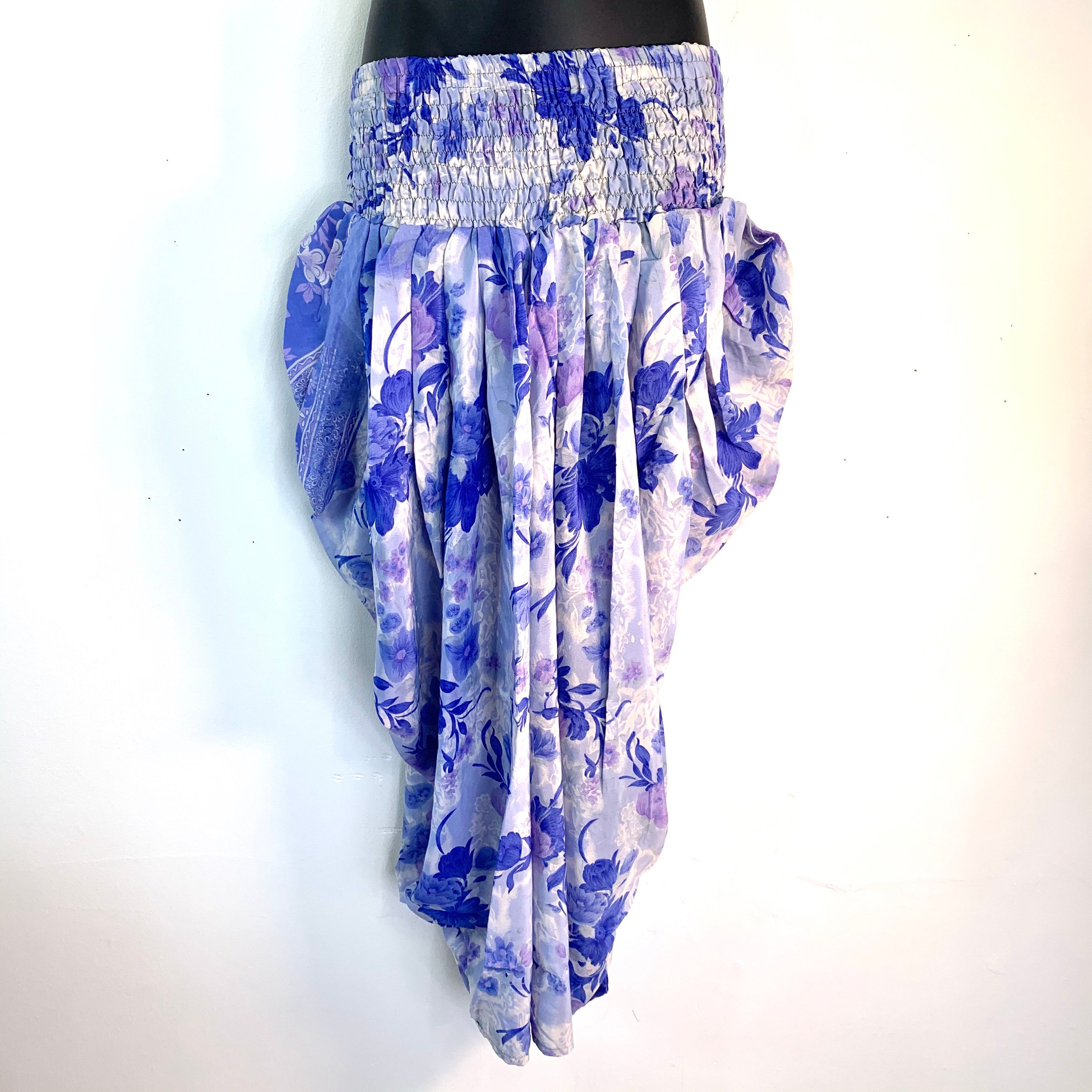 Image of Waterfall Harem Eco Trousers, Silk, Adult O/S], Red Black & White, Yogapants, Casual Pants, Elasticated, Loose, Comfortable