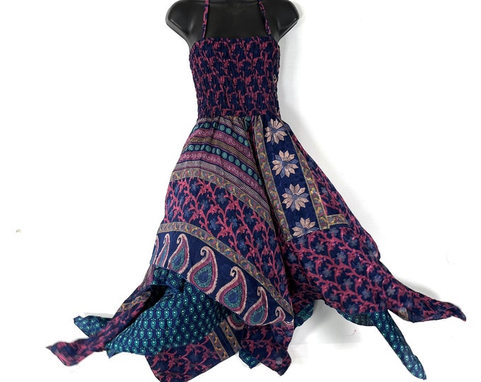 Aurora Long Summer Silk Fairy Dress, One Size; Silk Maxi Tall Girl Sundress SKU:902-7892