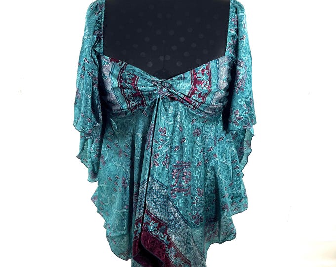 Stevie Boho Floaty Silk Top - Summer Blouse XL Size (SKU:450-10401)