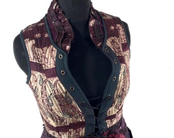 Isabella Corset  Dress - Steampunk - Silk Brocade - UK-XL (SKU:2001-9606)