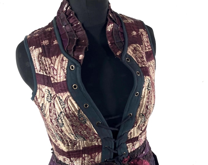 XL. Isabella Corset Dress; handmade in Silk brocade. Perfect for Steampunk, REN, Tribal events & parties SKU:2001-9606