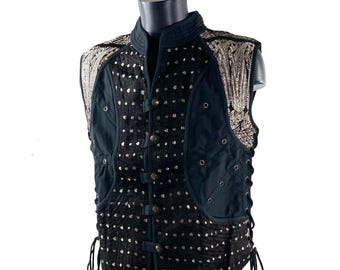 Steampunk Silk Brocade & Cotton Unisex Skanda Tunic (UK-XL  SKU:484-10535)
