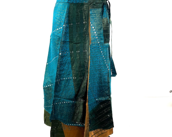 Pemberin Maxi Wrap Skirt - Silk Brocade - Two Layer - A-Line - One Size SKU:2035-10461