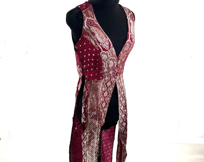 Goddess Dress in Silk Brocade Priestess Ceremony Temple Dress. Renaissance, Wiccan, Cosplay Larp.   UK-M  (SKU: 3101-10399)