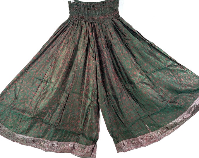 Amy Plus Plus Size Culottes in Silk brocade 2XL trousers Elasticated Waist, great for a fuller figure. (Wide Leg Palazzo Pants) SKU:812-7452