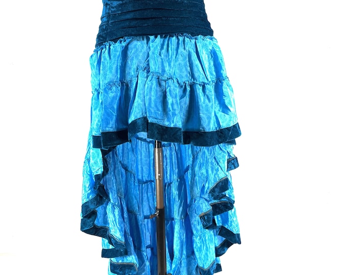 Layla Bohemian Hi Low Velvet Edged Silk Skirt (SKU:733-9980)