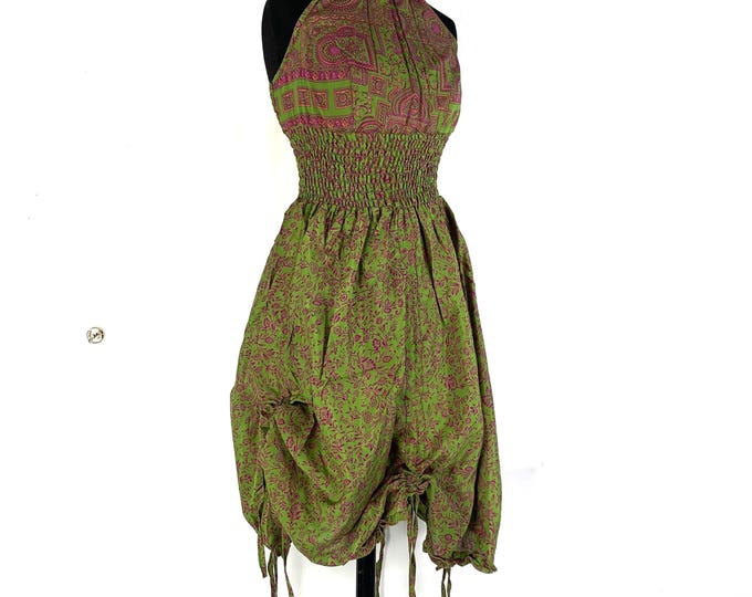 Sadie Silk Pixie Dress. One Size. A Sun Goddess Halter Dress with adjustable Rouches.  SKU:1031-5502