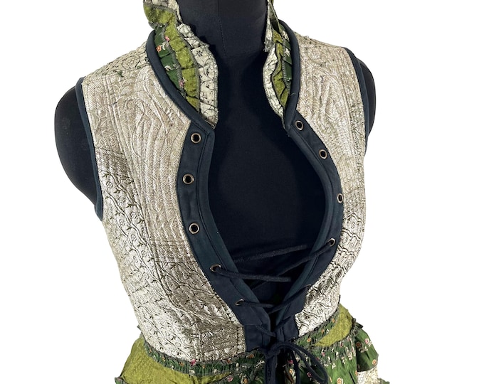 L. Isabella Corset Dress; handmade in Silk brocade. Perfect for Steampunk, REN, Tribal events & parties SKU:2001-9617