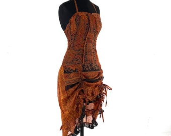 Ruby Fantasy Agni Silk SunDress; Light-weight handmade Summer Elven, Ruffle, Fairycore, Cottagecore dress.  SKU:735-B-9347