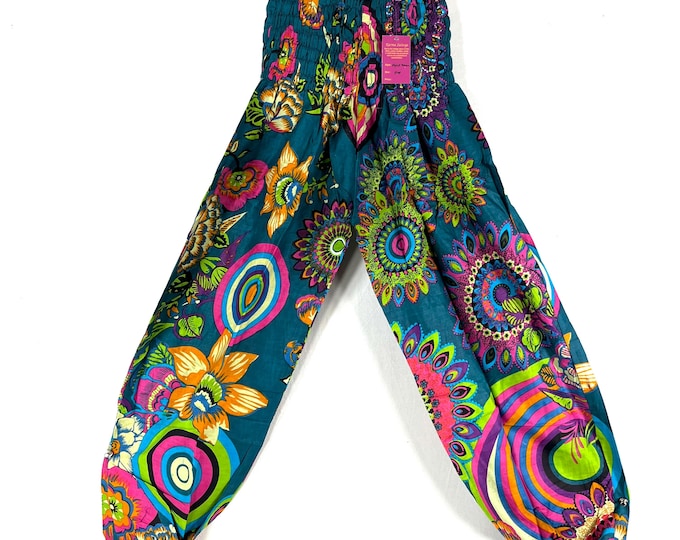 Tania Cotton Pantaloon Harem in One size Adult Unisex. Yoga Pants, Gypsy Pants, High Crotch festival pants SKU 844-9398