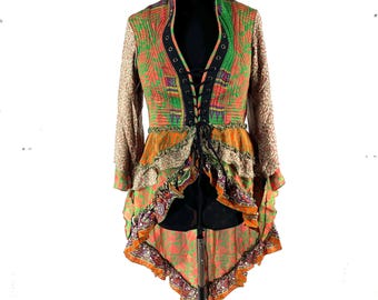 3XL. Seraphina Corset Dress, Silk, Long Sleeves, Handmade.  SKU:1010-9290