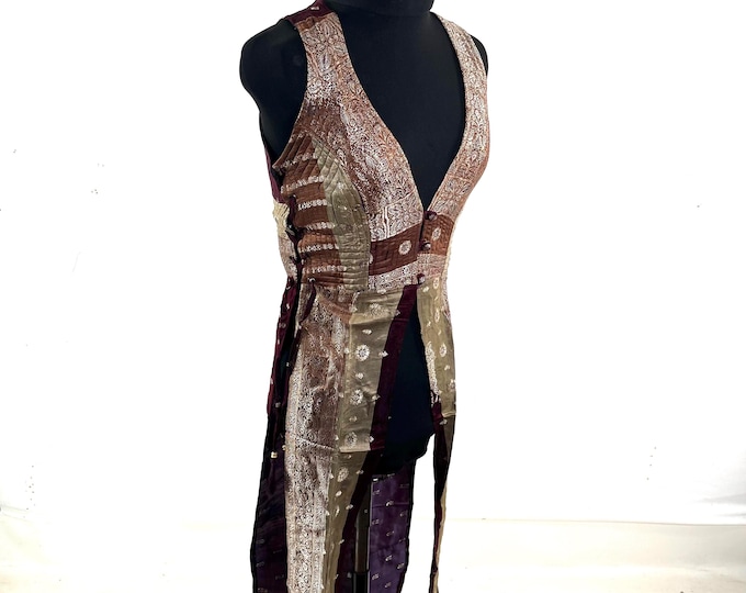 Goddess Dress; Silk Brocade Priestess Ceremony Temple Dress.  UK-M/L   (SKU: 3101-10396)