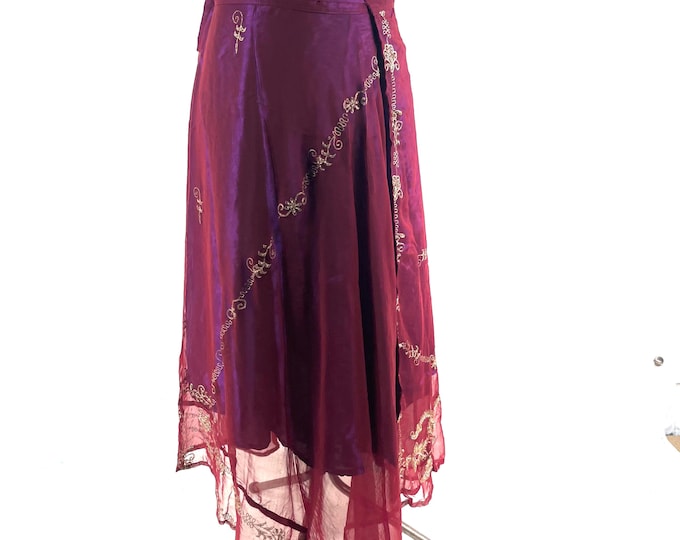 Maxi Wrap Skirt Aari Tari handmade embroidered 2 layer SKU:2012-9899
