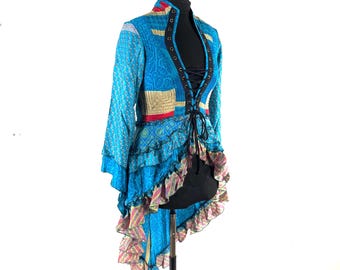 XL Seraphina Corset Dress, Silk, Long Sleeves, Handmade. SKU:1008-9305