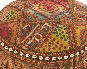 Embroidered tribal cushion cover. Handmade traditional Indian vintage fabric. Colourful bohemian pillow cover. Home furnishings