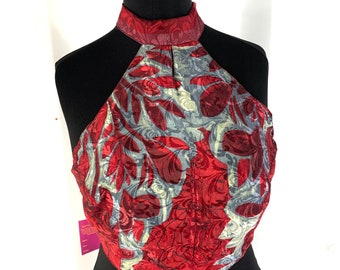 M/L Halter Crop Top, in Light Silk, Reversible (Rave/Festival Top) SKU:439-2080