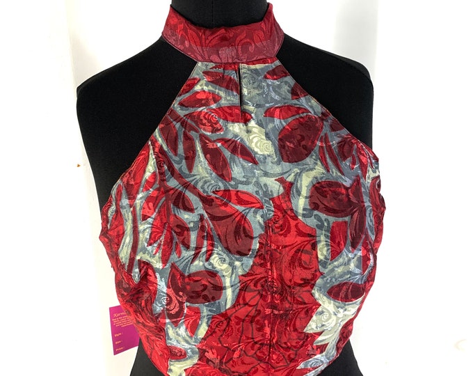 M/L Halter Crop Top, in Light Silk, Reversible (Rave/Festival Top) SKU:439-2080