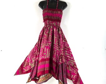 Aurora Long Summer Silk Fairy Dress, One Size; Silk Maxi Tall Girl Sundress SKU:902-7936