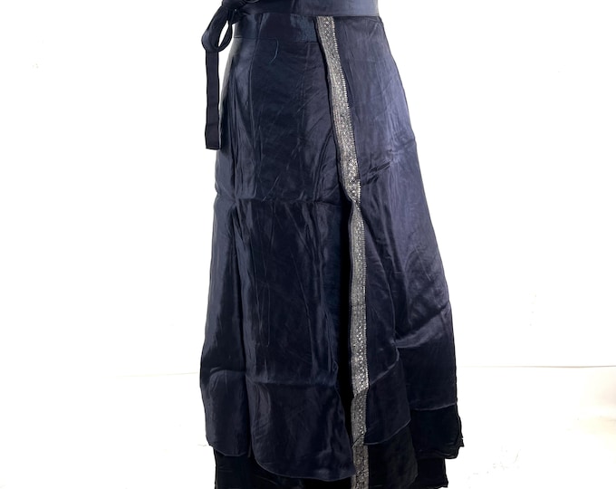 Pemberin Maxi Wrap Skirt - Silk Brocade - Two Layer - A-Line - One Size SKU:2035-10460