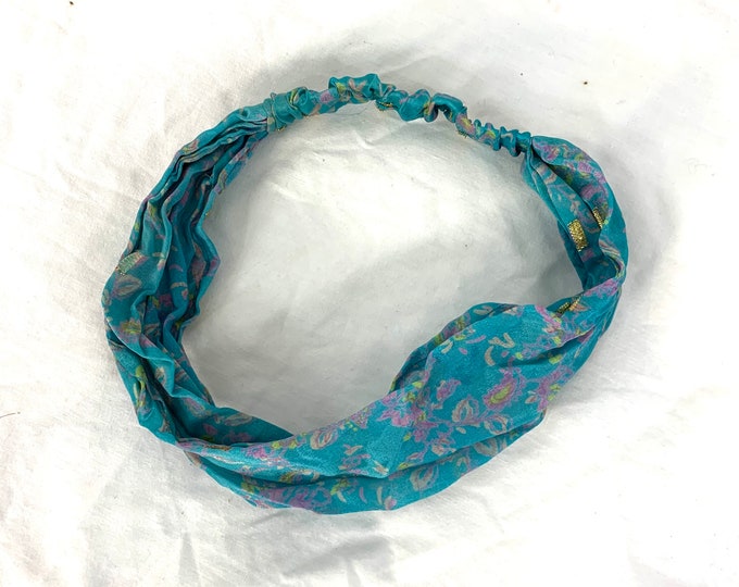 Silk Headband - mask, neck-scarf, bandana, scrunchy.  Option to add buttons, FIT Head circumference 19” to 23”