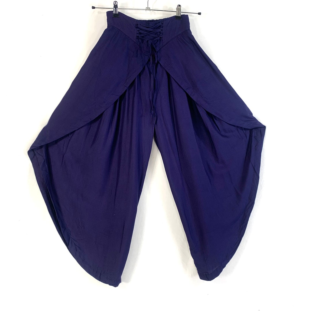 Royal Blue Tulip Palazzo Pants in Rayon split Open Leg Harem Etsy