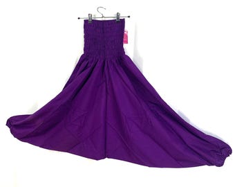 Stylish Purple Cotton Harem Pants. Comfy Loose Fit Yoga Wear. Unisex SKU:850-1255