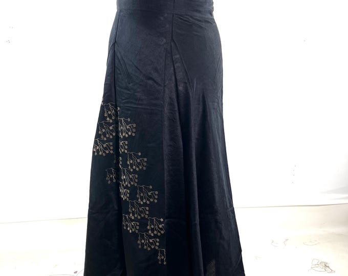 Pahala Maxi Wrap Skirt. Upcycled Vintage Heavy Silk Brocade Sari. One Layer A-Line Wrap Skirt SKU:2032-10499