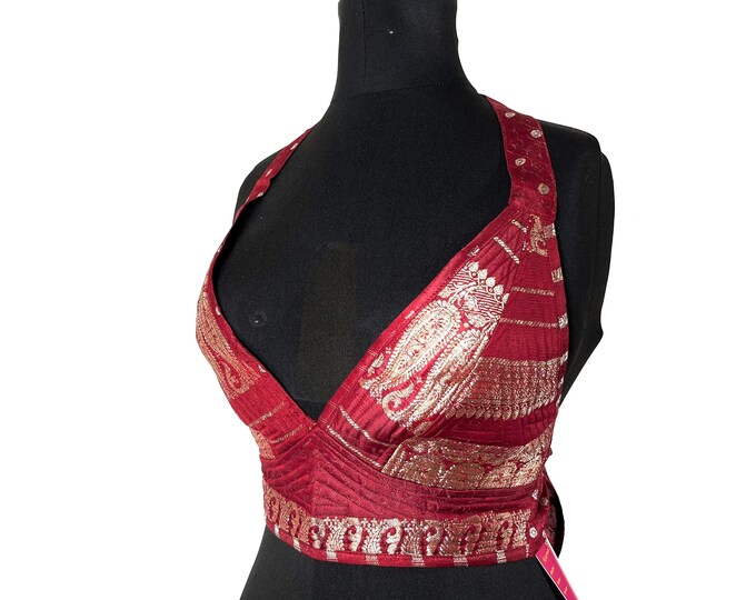 S. Phoenix Tribal Top. New cut in Silk brocade. SKU:1022-5997