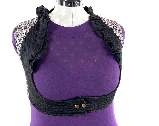 5XL. Corset Style Bustier Bra Top handmade in Vintage Silk Brocade.  Choli Plus Plus Size Laced Top  SKU:448-9378