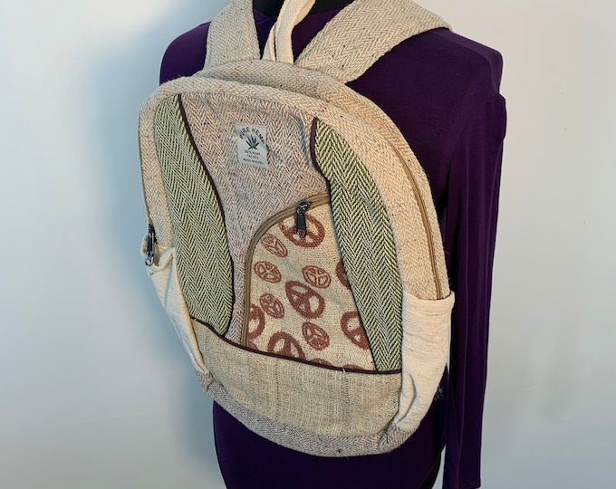 Hemp Backpack, Rucksack, laptop bag, pure Nepal natural eco friendly hemp yarn.