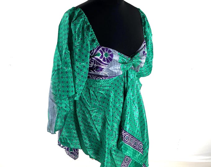 Stevie Boho Floaty Silk Top - Summer Blouse One Size (SKU:440-10367)
