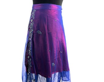 Aari Tari Midi Wrap Skirt - 2 layer handmade (SKU:2011-9883)