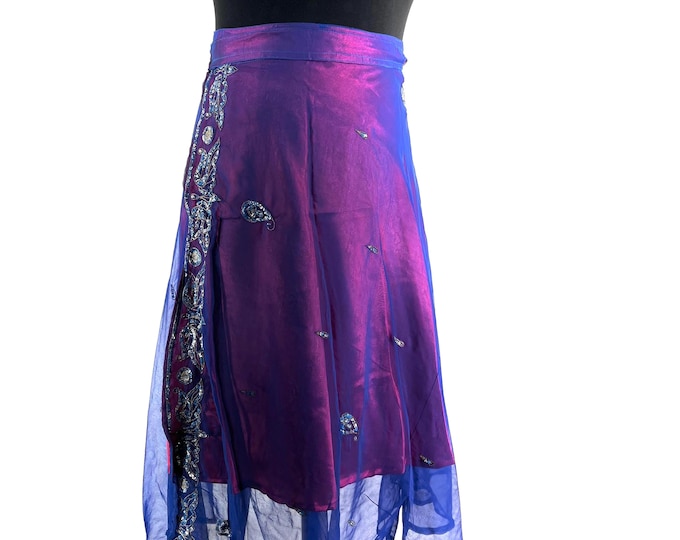 Aari Tari Midi Wrap Skirt - 2 layer handmade (SKU:2011-9883)